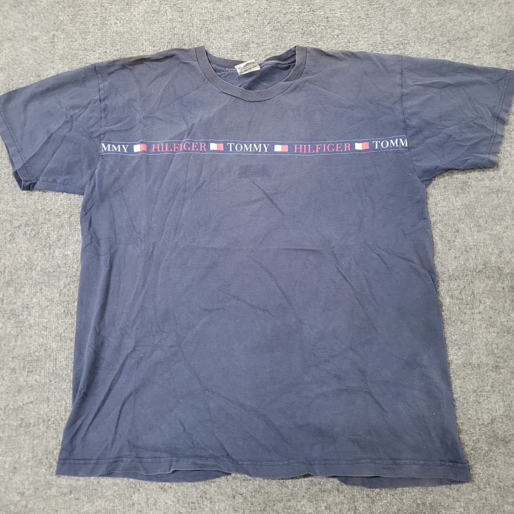 Tommy Jeans T-Shirt Mens Size XL Navy Blue Logo Spellout Short Sleeve Cotton Tee